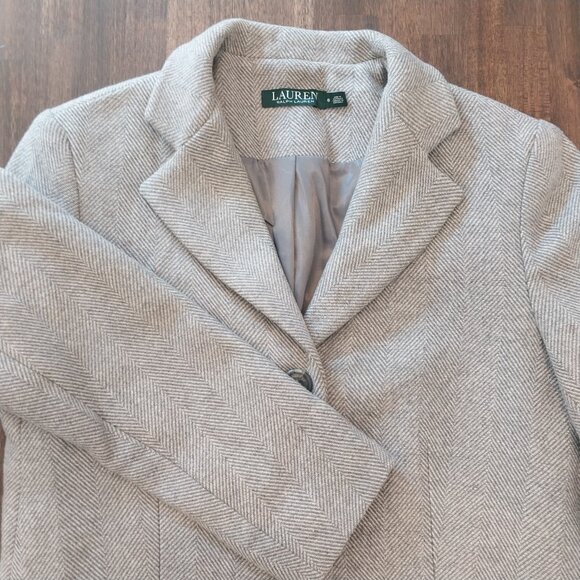 Lauren Ralph Lauren Coat Womens 6 M Gray Herringbone Tweed Wool Blend Jacket - Picture 8 of 12